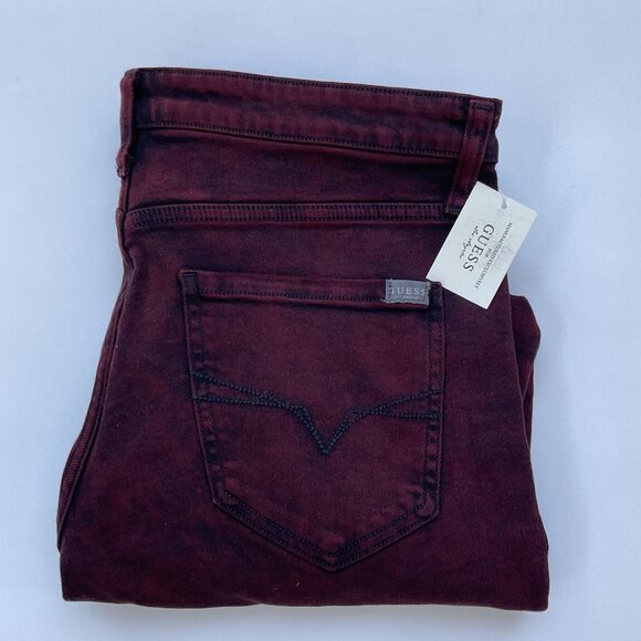 Guess Men’s Skinny Jeans Red Die Destroy Stretch Comfort Denim Size 34 - Picture 1 of 14